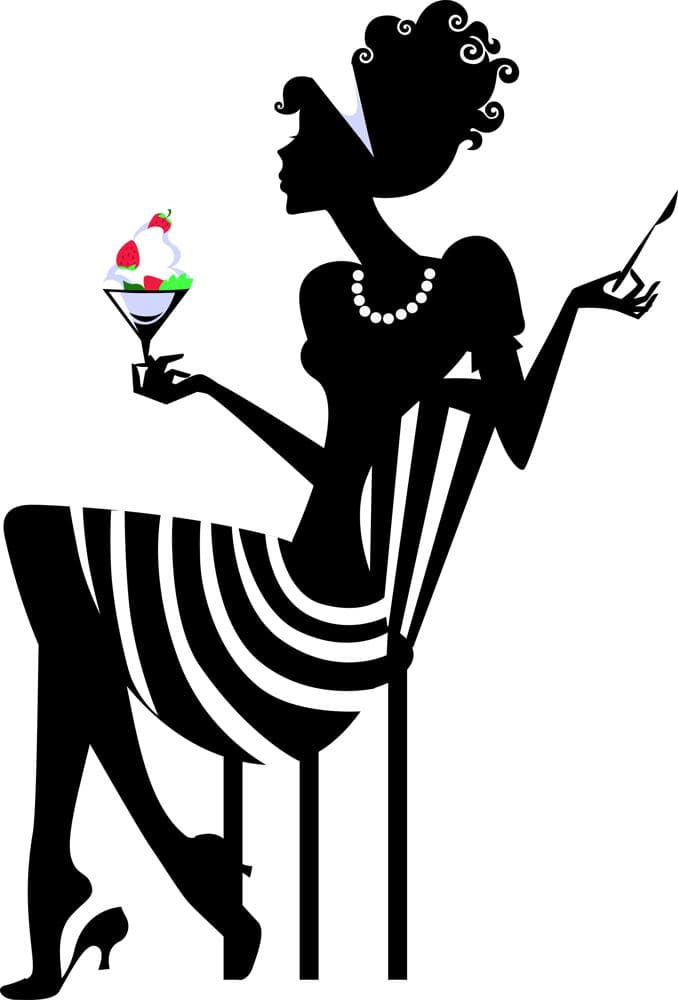 Elegant Woman with Dessert Silhouette Vector Design