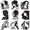 Coleção de Vetores de Silhuetas de Cabelo Feminino