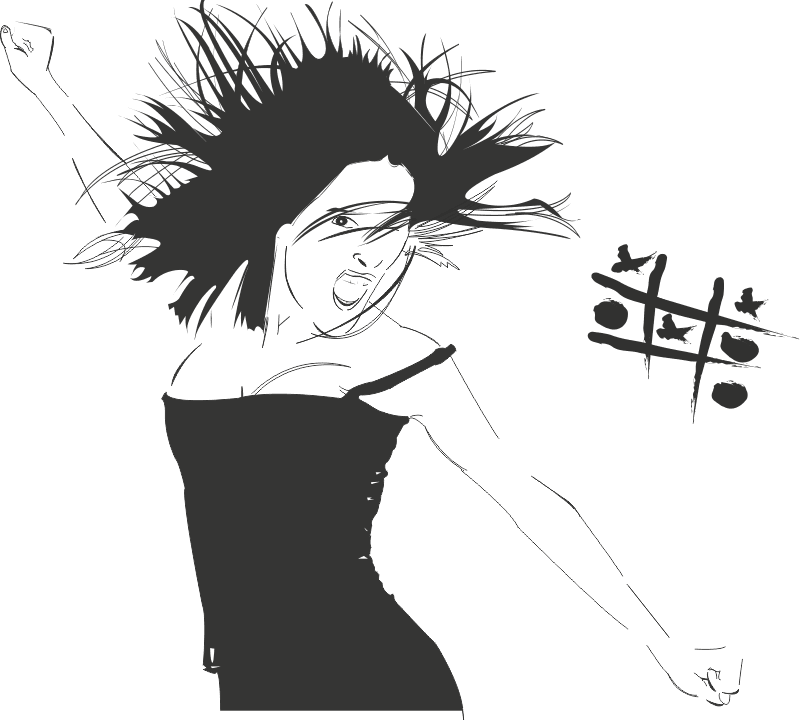 Excited Woman Vector Silhouette Art Free Download