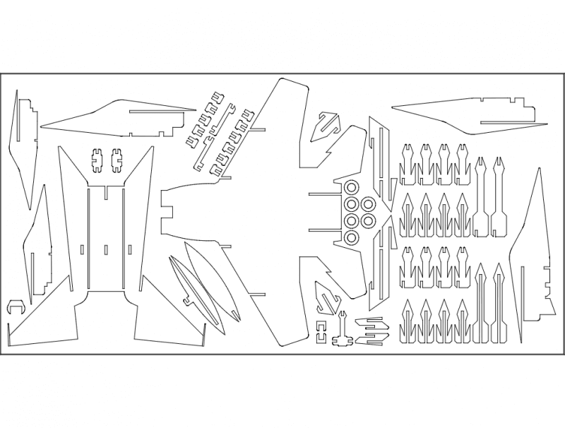 F-15 Fighter Jet 3D Puzzle Laser Cut Vector File (DXF)
