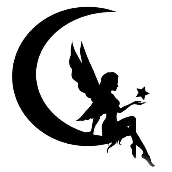 Fairy Sitting on Moon Silhouette Vector File for Laser Cutting