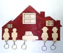 Family House Wall Key Holder with Keychains DXF SVG Laser Cut File