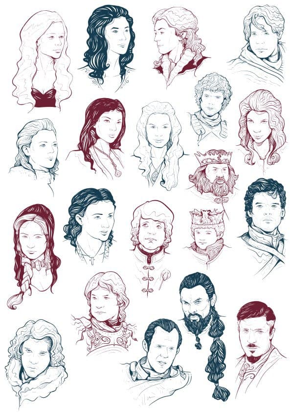 Colección de Retratos de Personajes de Fantasía en Vector