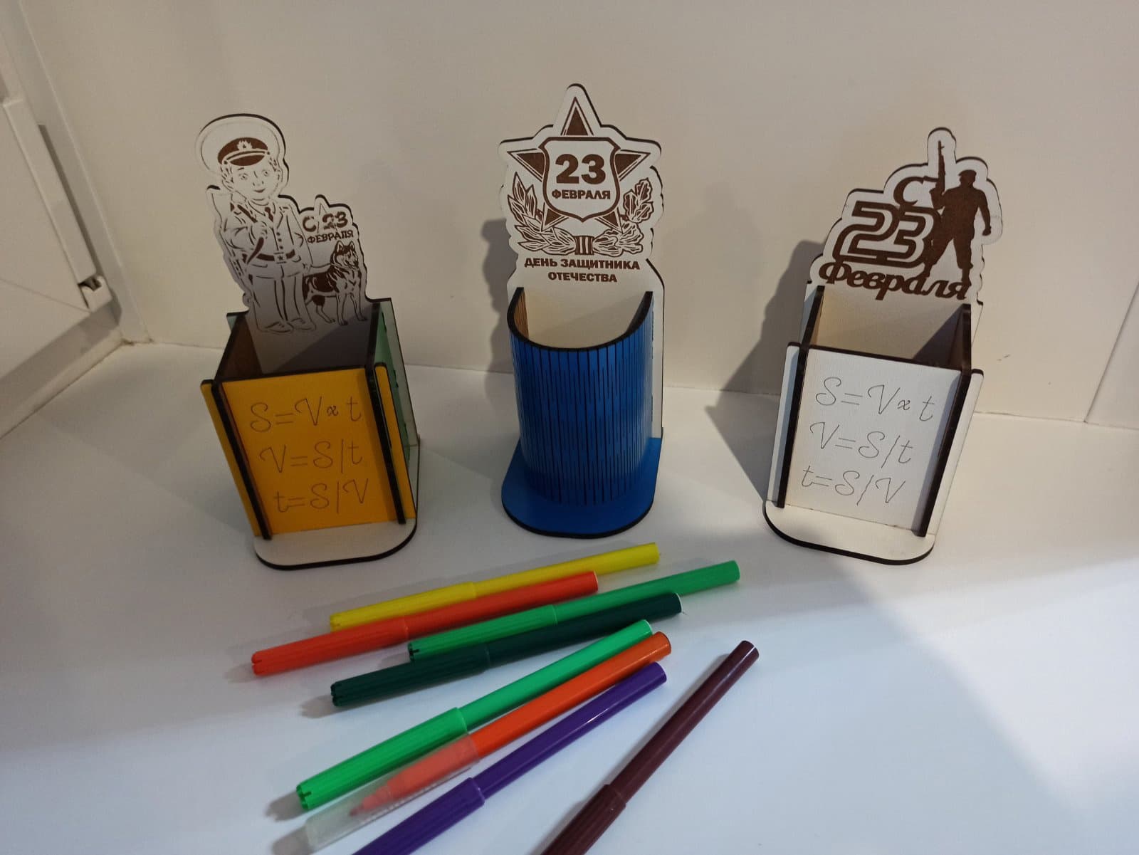 February 23 Pen Holder Laser Cut Vector Files (DXF, CDR, SVG)