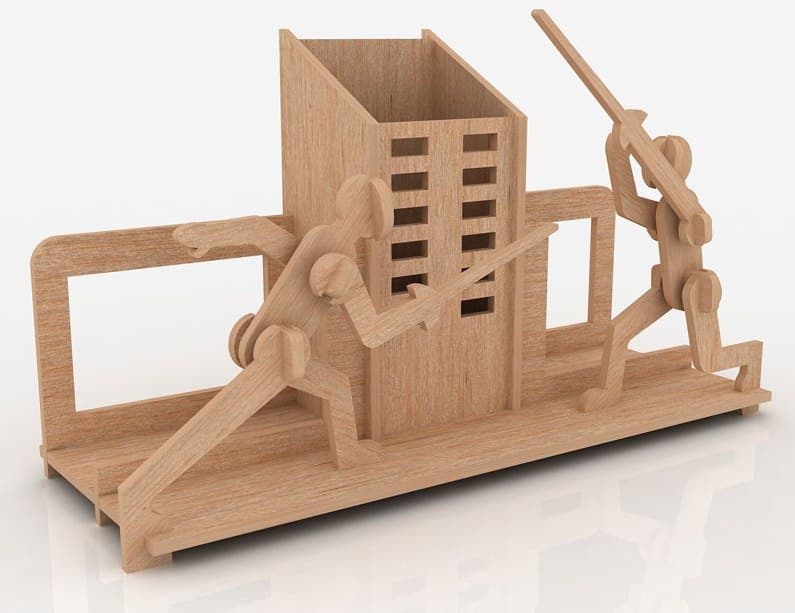 Fencing Duel Desk Organizer 3D Puzzle Laser Cut Vector File