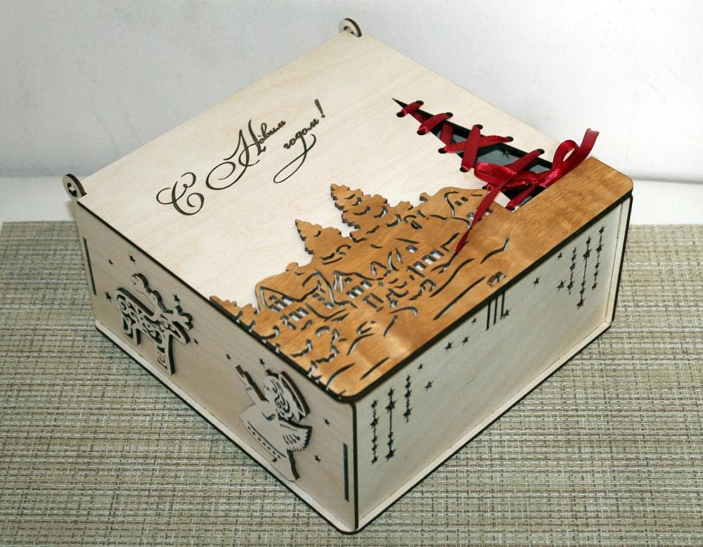 Festive Christmas Gift Box Laser Cut Vector File