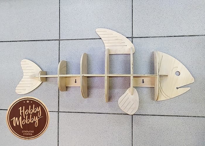 Fish Skeleton Wall Shelf 3D Vector for Laser Cutting