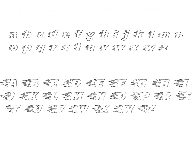 Flaming Alphabet Vector Font for Laser Cutting DXF
