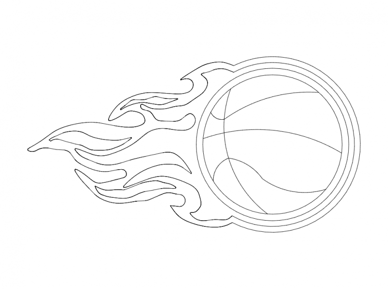 Flaming Basketball Vector Design for Laser Cutting DXF