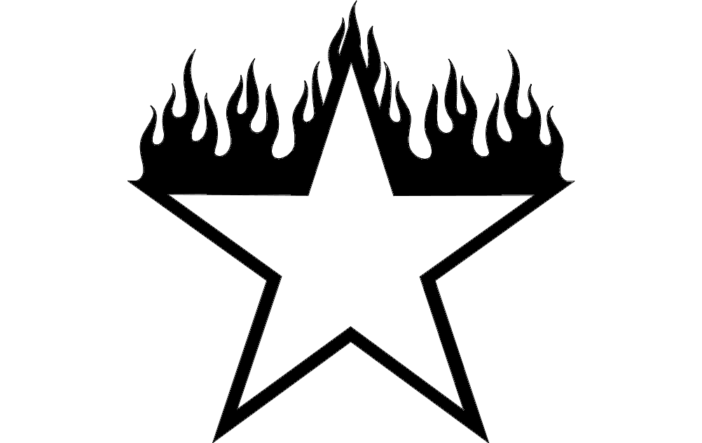 Flaming Star Vector Graphic for Laser Cutting DXF File