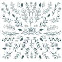 Floral Botanical Elements Set Vector Design for Laser Cutting