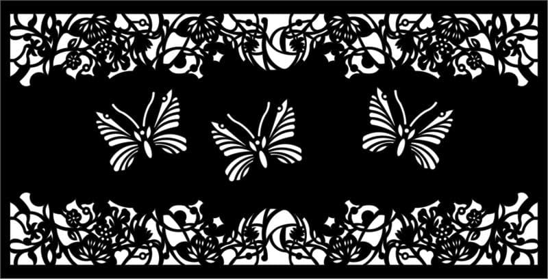 Floral Butterfly Room Divider Panel Vector File for Laser Cutting