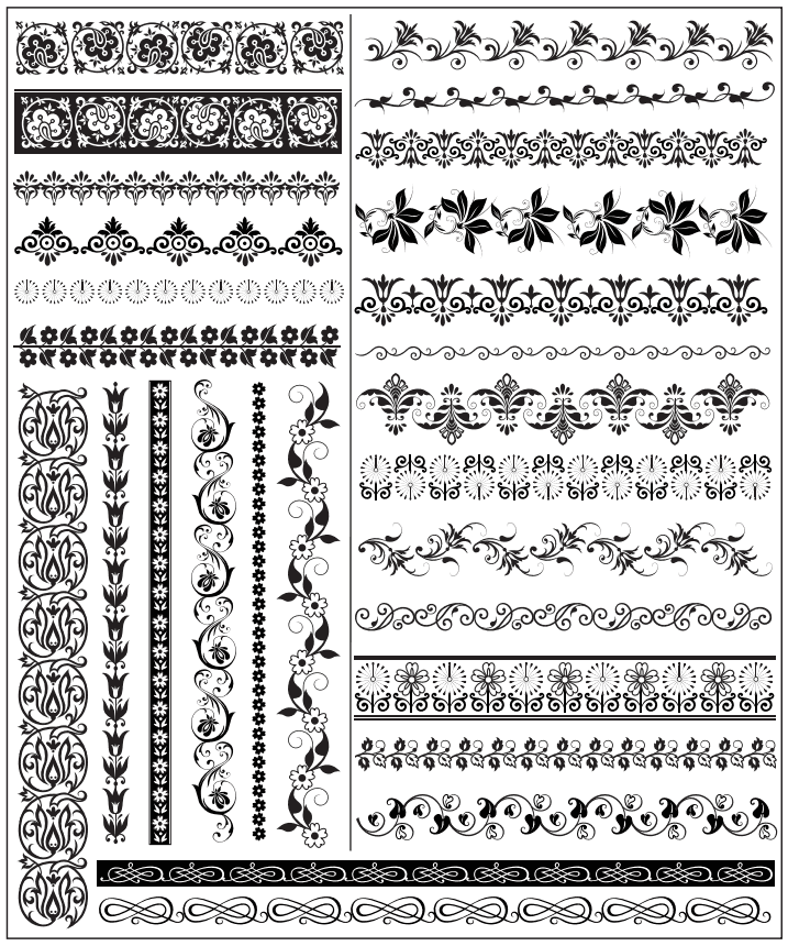 Floral Decorative Borders and Dividers Vector Collection