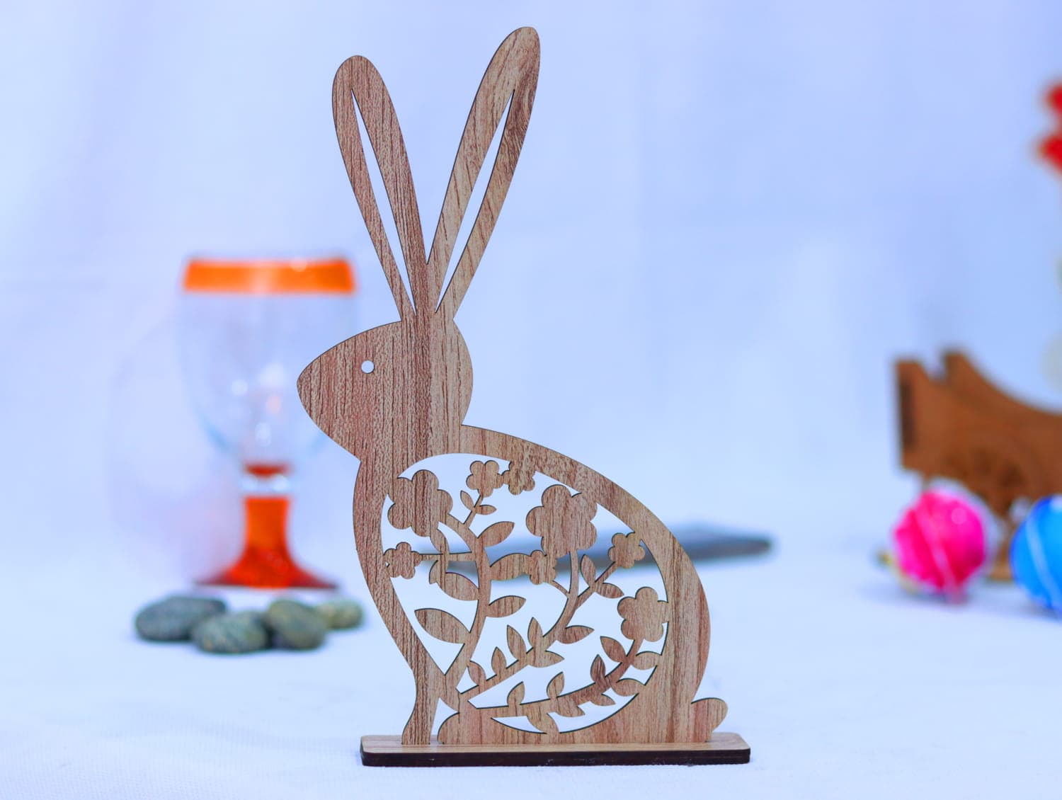 Floral Easter Bunny Laser Cut Vector File (SVG/DXF)