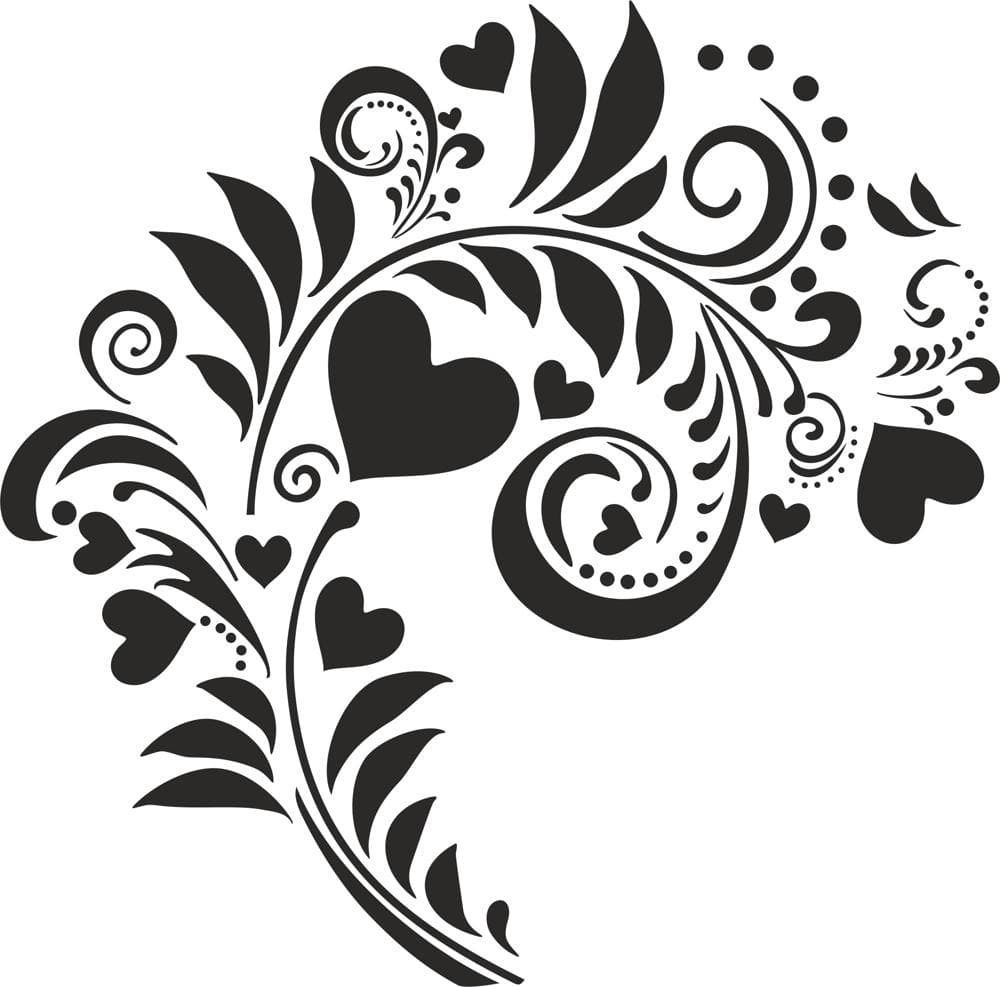 Floral Heart Swirl Decorative Vector Design for Laser Cutting