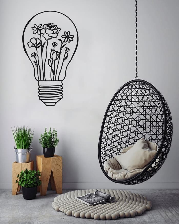 Floral Light Bulb Wall Art Laser Cut Vector File