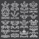 Floral Monogram and Flourish Ornament Vector Collection