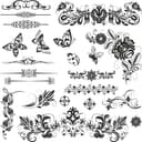 Conjunto de Vetores de Ornamentos Florais e Insetos para Corte a Laser