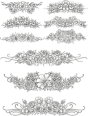 Colección de Adornos Florales: Set de Divisores de Flores Vector