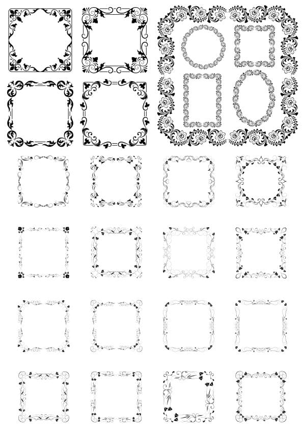Floral Ornate Border Frame Collection Free Vector Set