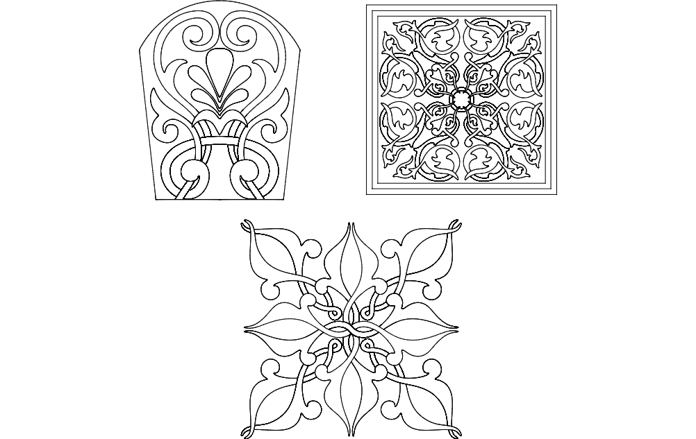 Floral Ornate Decorative Patterns DXF Vector File