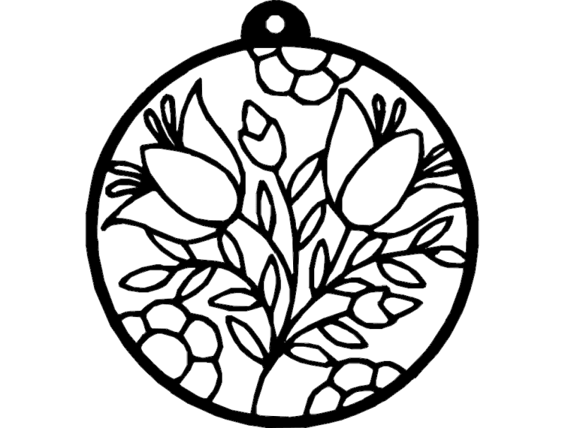Floral Round Ornament Laser Cut Vector File DXF