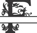 Archivo Vectorial de Monograma Letra F Dividida Floral para Corte Láser
