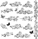 Floral Swirls and Butterfly Decor Vector Set for Laser Cutting