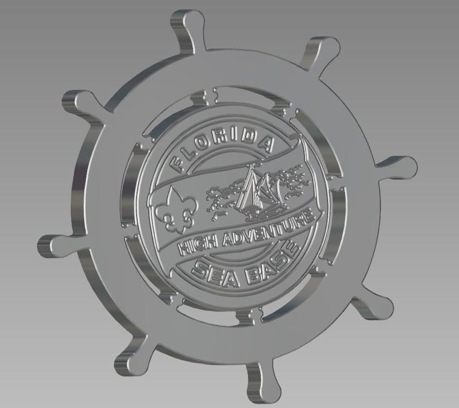 Florida Sea Base Ship Wheel Emblem Vector File DXF