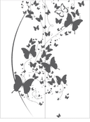 Flying Butterfly Swarm Wall Art Vector Design (DXF, SVG)