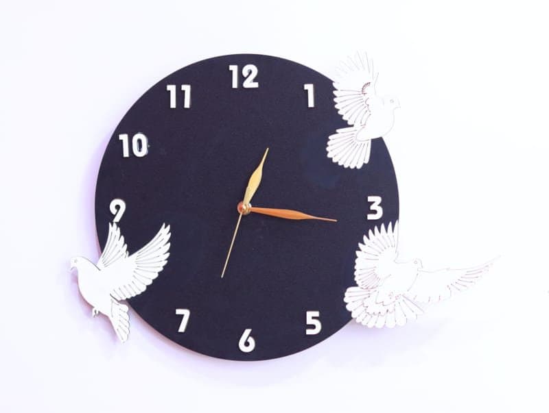 Flying Doves Wall Clock Laser Cut Vector Design