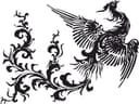 Vector de Silueta de Fénix Voladora Floral para Corte Láser