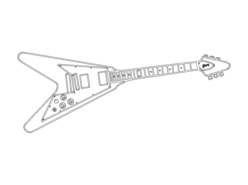 Flying V Electric Guitar Vector Design for Laser Cutting DXF