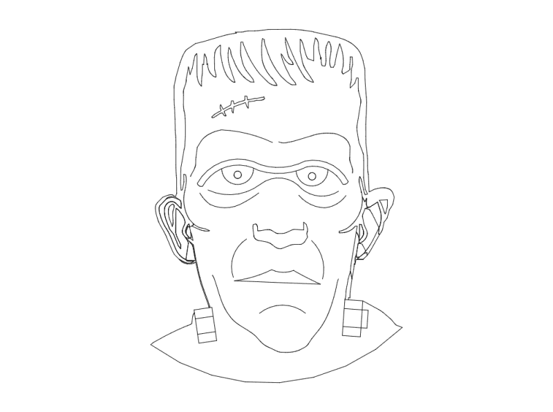 Frankenstein Monster Face Vector DXF for Laser Cutting