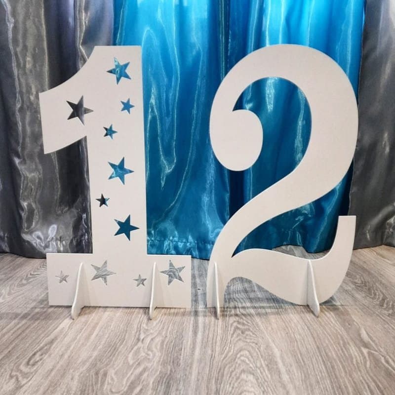 Freestanding Number 12 Star Design for Laser Cutting SVG File