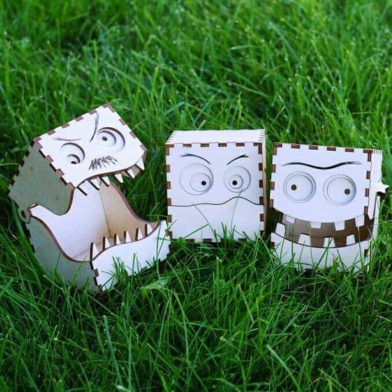 Fun Monster Gift Boxes Vector File for Laser Cutting