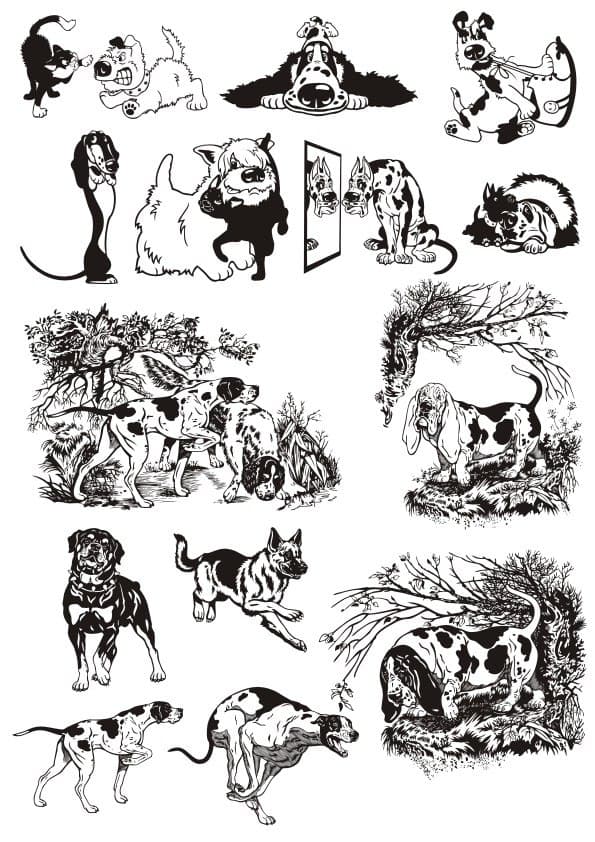 Funny Dog Cartoon Collection Vector File for CNC Laser Cutting