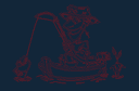 Vector de Pescador Gracioso en Barco DXF para Corte Láser