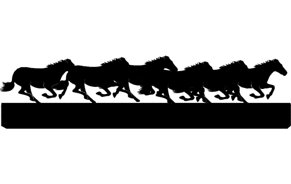 Galloping Horses Herd Silhouette Vector Laser Cut File