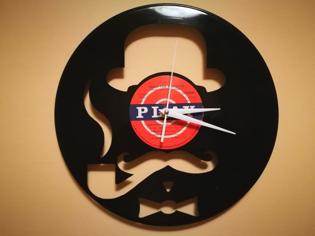 Gentleman Vinyl Record Wall Clock DXF Vector File