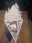 Arte de Pared de Oso y Bosque Geométrico Archivo SVG