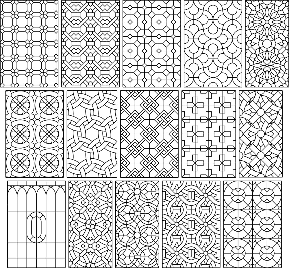 Geometric Decorative Panel Patterns Collection Vector DXF