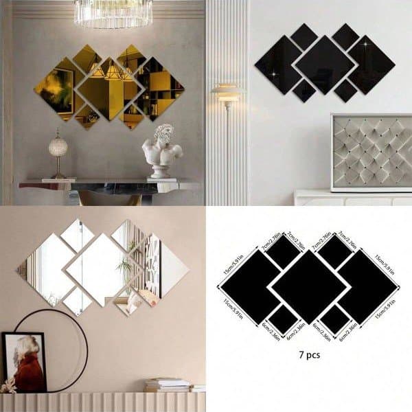 Geometric Diamond Wall Mirror Set Laser Cut Vector Files