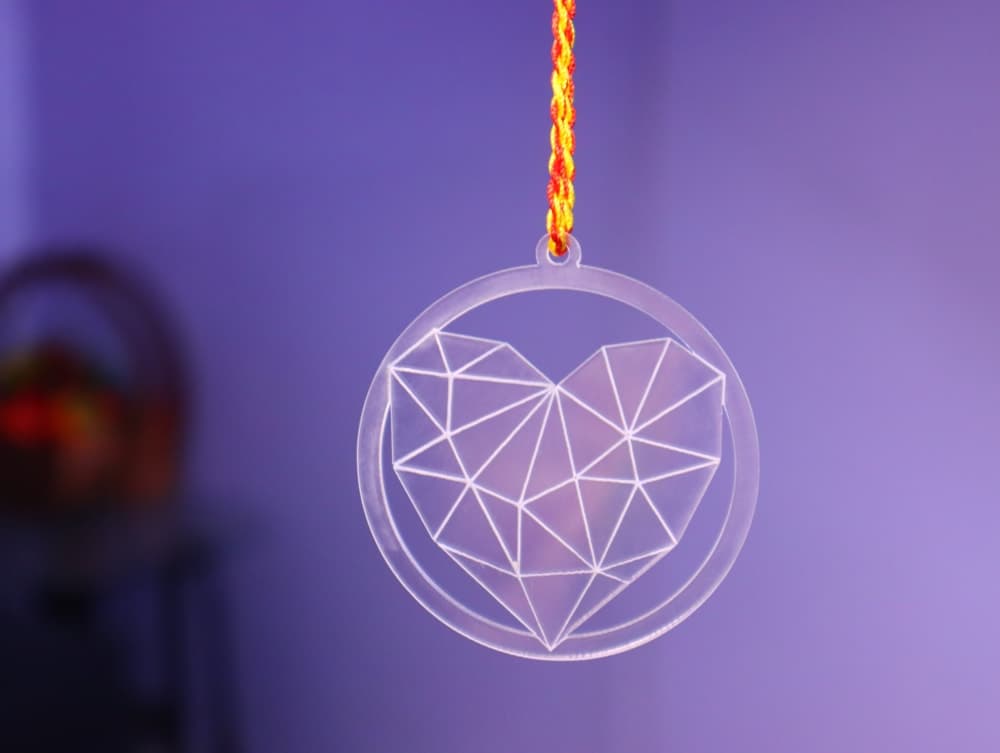 Geometric Heart Pendant Vector Design for Laser Cutting DXF