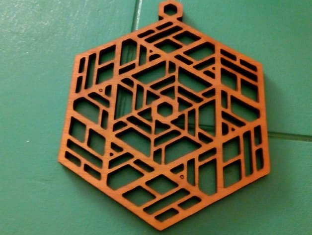 Geometric Hexagon Ornament Laser Cut Vector File