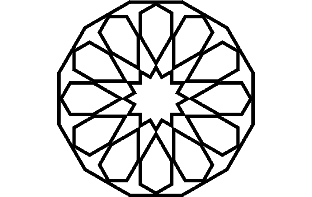Geometric Islamic Star Pattern Vector DXF File