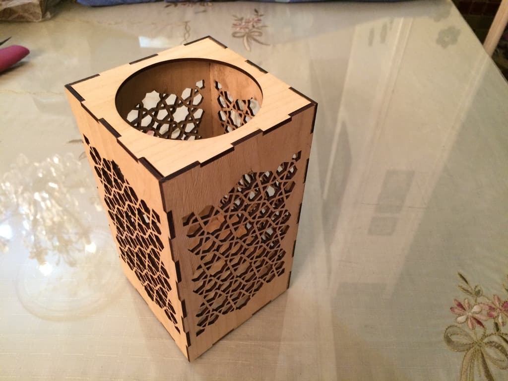 Geometric Lattice Laser Cut Candle Holder DXF Vector File