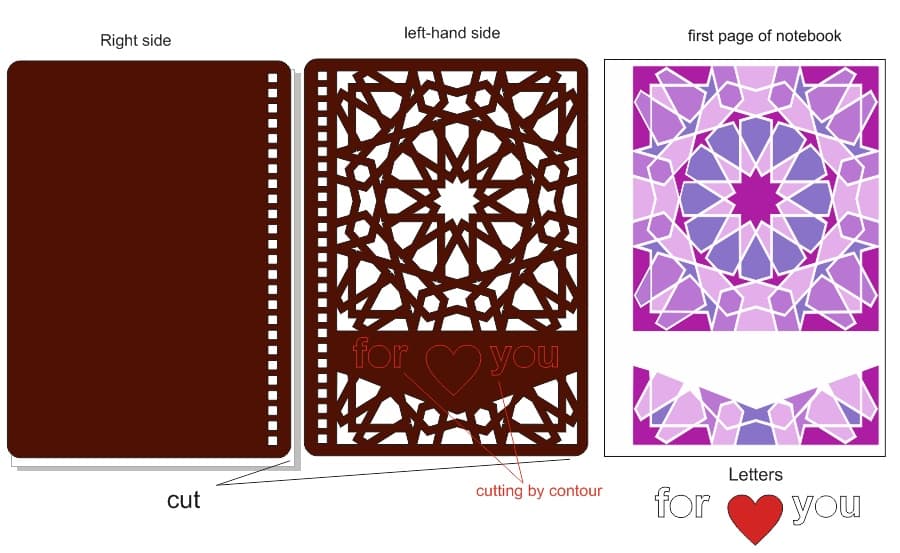 Geometric Mandala Notebook Cover Laser Cut Vector File