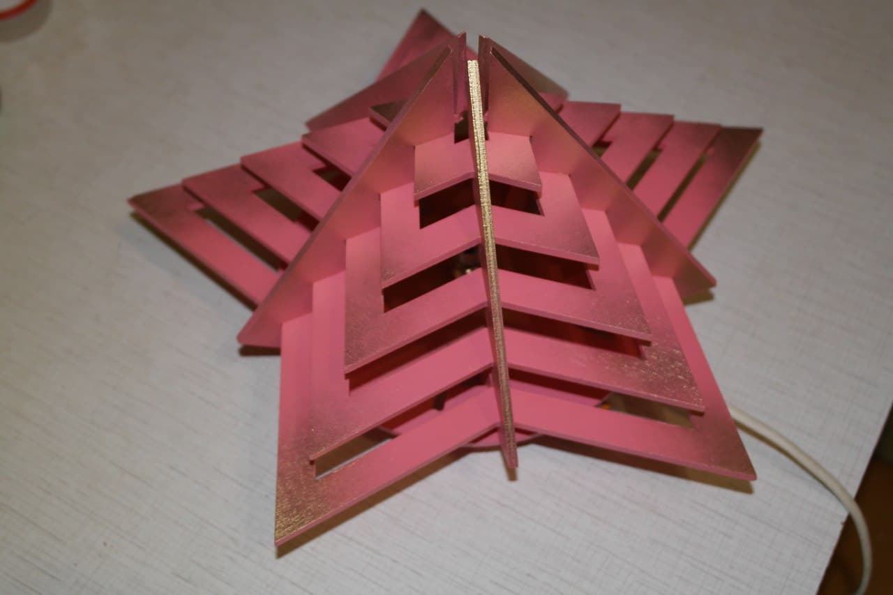 Geometric Star Lamp 3D Puzzle Vector Laser Cut File