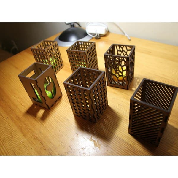Geometric Tealight Candle Holders Set Laser Cut Vector Files